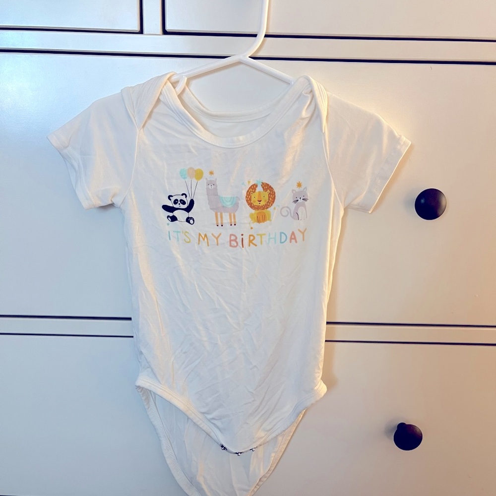 Little Sleepies White Birthday Bodysuit